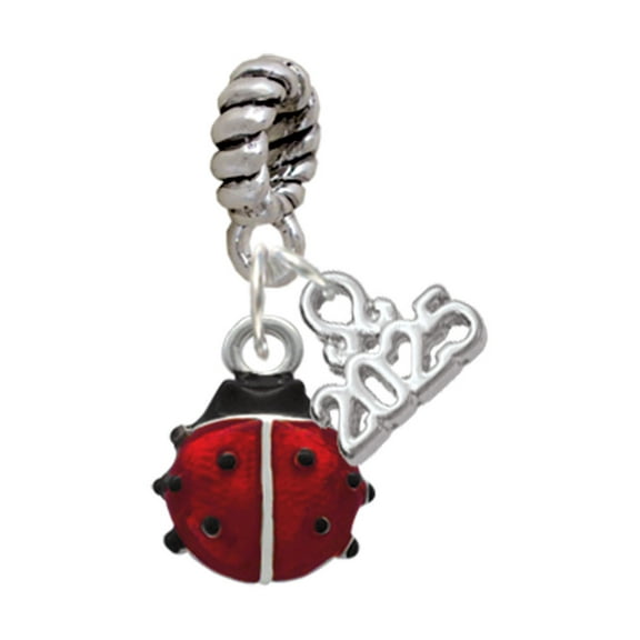 Delight Jewelry Silver-tone Mini Red Translucent Ladybug - Silver-tone Rope Charm Bead Dangle with Mini 2025