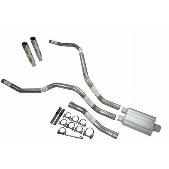 For Nissan Titan 04-06 Dual Exhaust 2.5 inch 2 Chamber Muffler Rolled Edge Tip