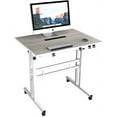 thumbnail image 3 of Soges Bureau d'Ordinateur à Hauteur Réglable Poste de Travail Assis-Debout Bureau Debout Mobile avec Roulettes, Table d'Appoint Debout avec Roulettes, Érable, 3 of 6