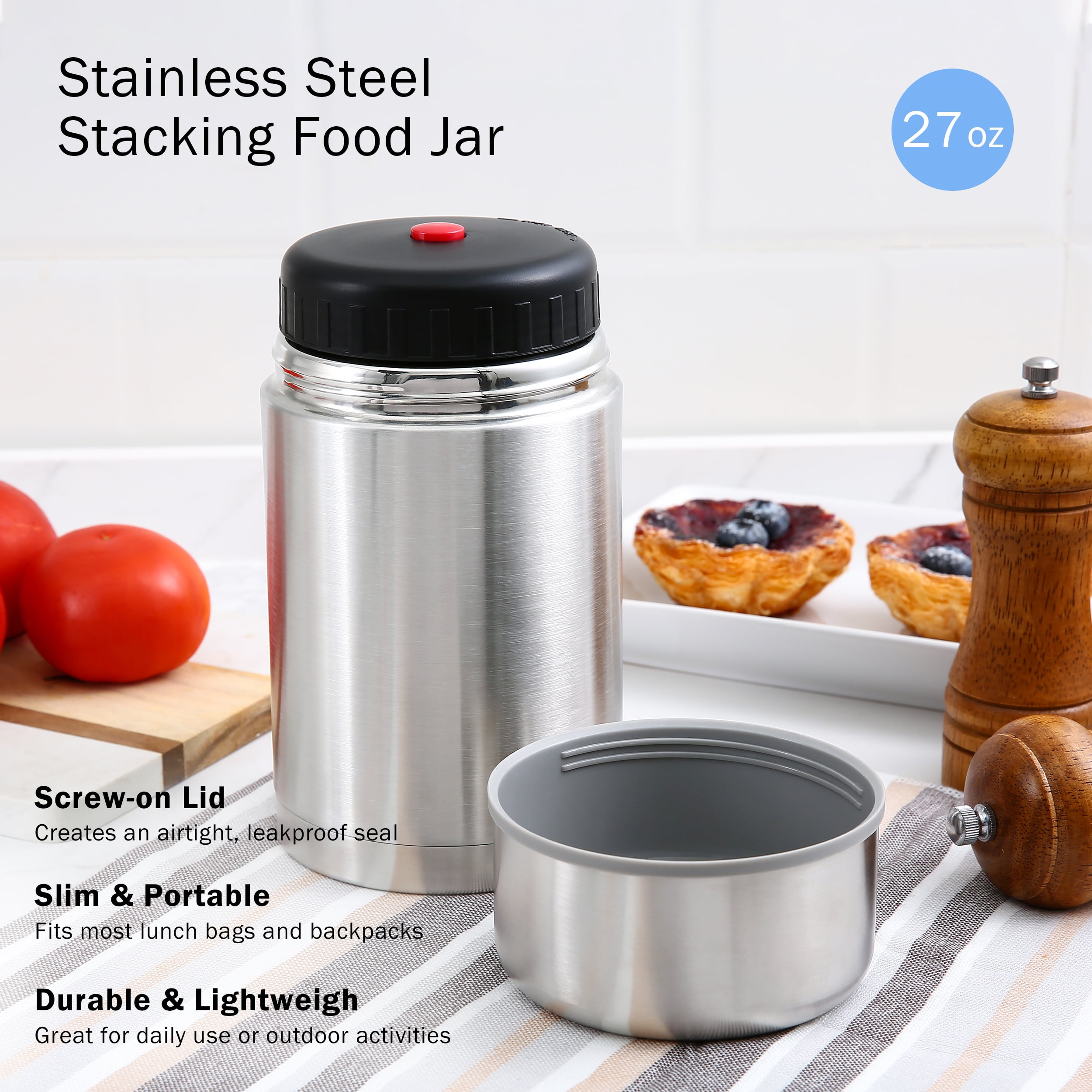 Mainstays Stainless Steel Food Jar, 27 oz