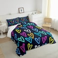 thumbnail image 4 of Colorful Love Heart Bedding Set Twin Cute Cartoon Hearts Comforter Set Pink Teal Orange Duvet Insert White Blue Yellow Quilt Comforter Kids Kawaii Bedding Comforters & Sets for All Season Soft 2-Piece, 4 of 5
