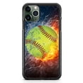 thumbnail image 1 of Fire and Ice Softball Sports Player Bat Slim Shockproof Hard Rubber Custom Case Cover For iPhone Xs Max, 1 of 5