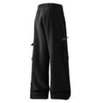 thumbnail image 3 of Stamzod Fleece Cargo Pants for Men Fashion Solid Color Elastic Waist Warm Thick Sweatpants with Pocket Casual Loose Straight Running Athletic Pants for Men Black XL, 3 of 6