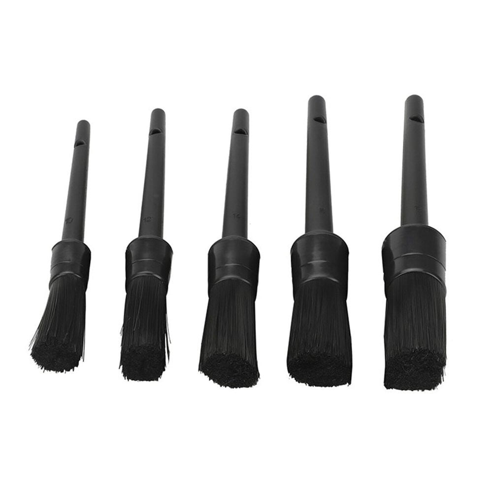 Tekuisi 5PCS Car Detailing Brush Kit Soft Vehicle Auto Interior for Wheel Clean Sets Premium Soft Fu & Synthetic Fiber Car Cleaning Brus