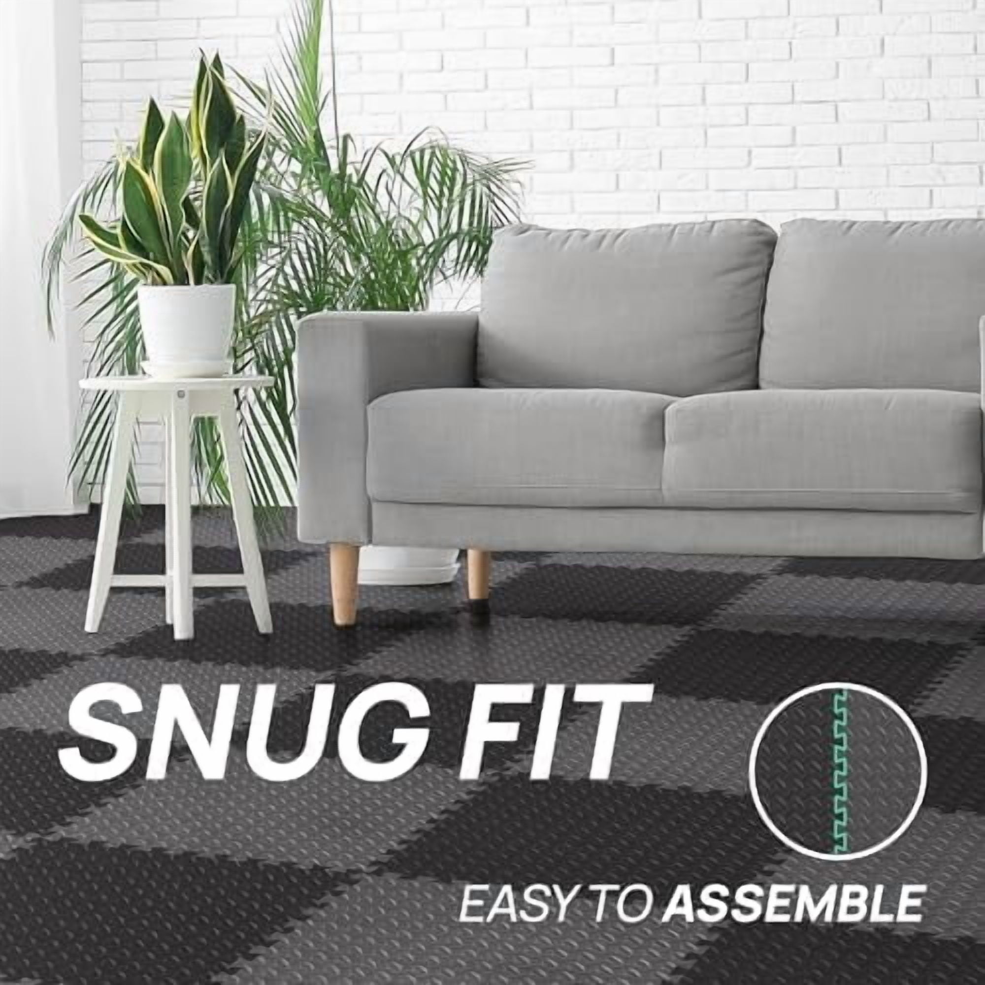 24SQFT-120SQFT Puzzle Exercise Mat for Home Gym, EVA Interlocking Foam Floor Tiles with Border for Workout Equipment Black & Gray,B. 7/16" Thick, 48SQFT