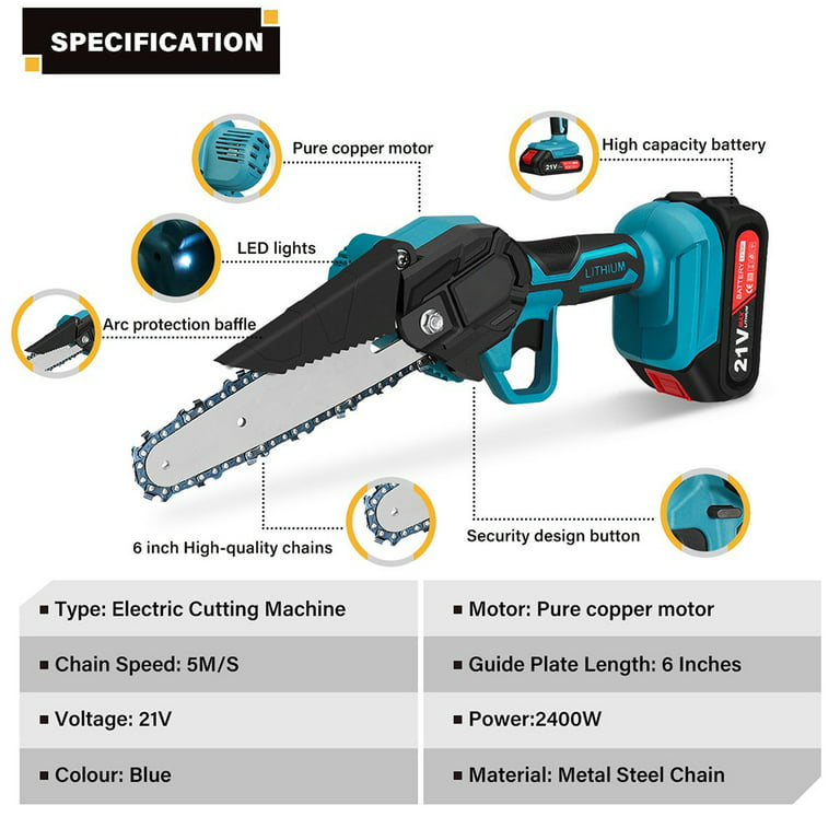 tietoc Mini Chainsaw Cordless, 6 Inch Mini Chain Saw Cordless With Security  Lock [Seniors Friendly], Super Handheld Chain Saws Battery Powered With