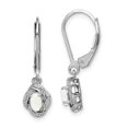 thumbnail image 1 of 925 Sterling Silver Diamond Created Opal Earrings Drop Dangle Birthstone October, 1 of 6