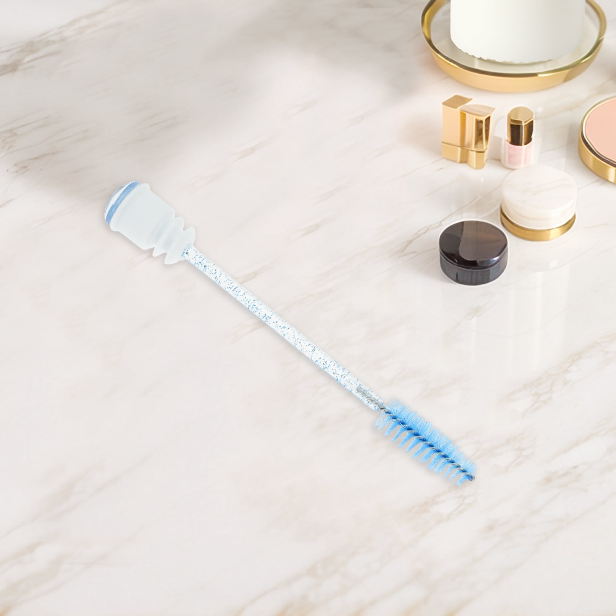Unique Bargains 1 Pc Convenient Soft Nylon Bristles Eyelash Brush for Vacation Blue