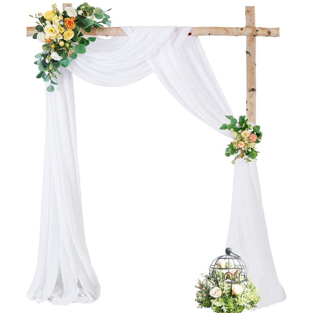 Cortinas de arco blancas, telón de fondo de boda de tela reutilizable para decoración de bodas en interiores y exteriores, baby showers de novia, telón de fondo para fotografía, 1 panel, 28" x 19