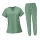 thumbnail image 5 of Conjunto exfoliante femenino, ropa de trabajo de enfermera, escote en V, Top profesional lavable a máquina y Verde jinwen Blusa y pantalones médicos, 5 of 8