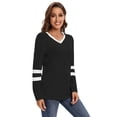 thumbnail image 2 of Long Sleeve Shirts for Women Casual V Neck Color Block T-Shirts Tunic Tops XX-Large Green(Black XL), 2 of 6