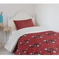 thumbnail image 4 of Ambesonne Abstract Quilted Bedspread Set 2 Pcs, Paisley Flowers Dots Art, Twin Size, White Ruby, 4 of 6