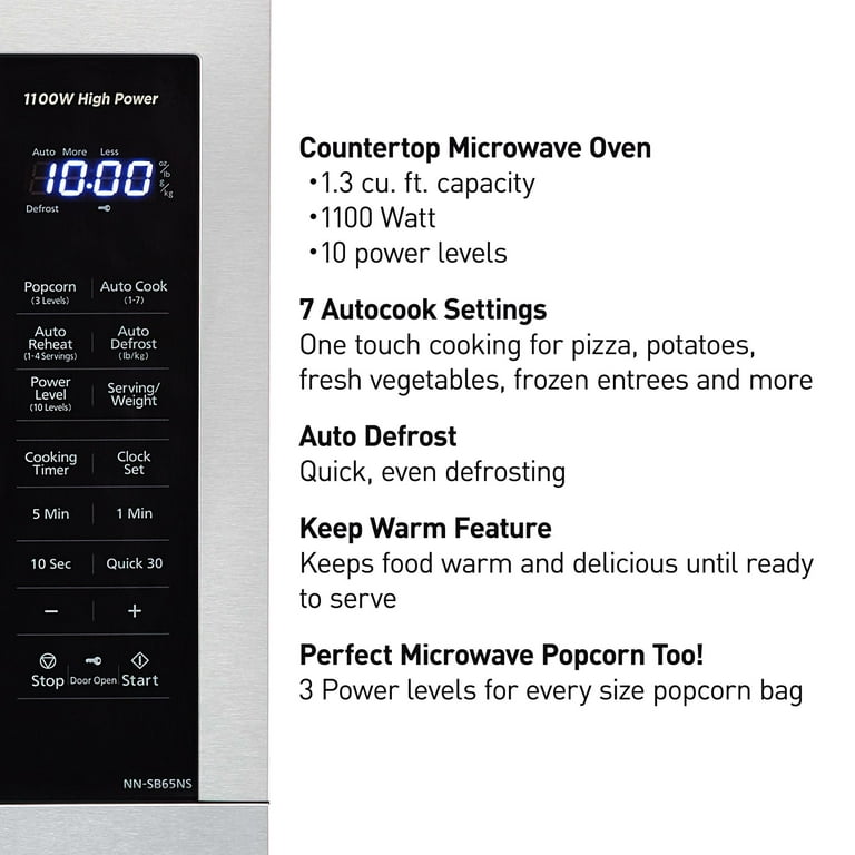 Panasonic 1.3 cu. ft. Countertop Microwave Oven, 1100W, Stainless Steel - NN-SB65NSD
