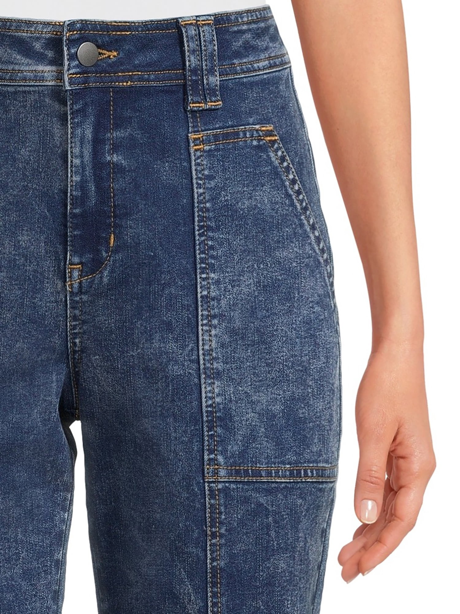 Time and Tru Women's Mid Rise Straight Utility Pants, 27" Inseam