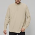 thumbnail image 2 of PEASKJP Men New Sweatshirt Stand Casual Button Solid Color Men Sweatshirt Top(Beige,XXL), 2 of 5