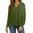thumbnail image 2 of Holzkary Henley Long Sleeve Shirts for Women, Lightweight Long Sleeve Tops for Women Loose Fit Basic Pullover with Button Long Sleeve Tops 2025 Autumn Womens Neck T Shirts Shirts Uk Blackish Green L, 2 of 9