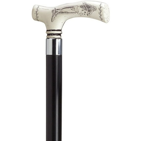 Walking Cane Scrimshaw Duke of Wellington Fritz handle Black stain shaft