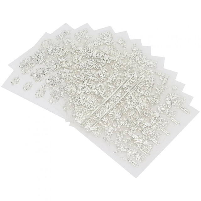 12 piezas de calcomanías 3D con diseño exquisito para decoración de uñas, herramientas de manicura, serie plateada