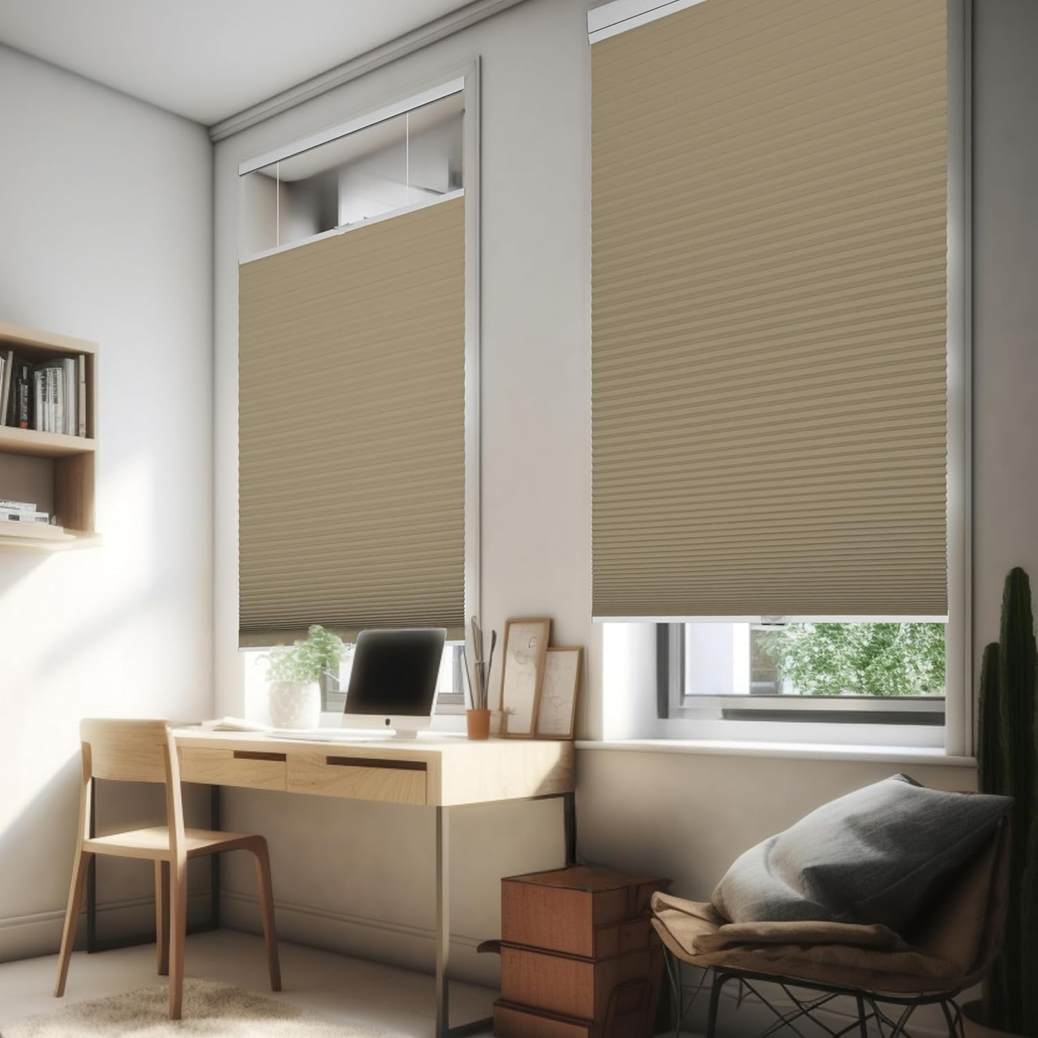 Chicology Sand Blackout Cordless Top Down Bottom Up Cellular Shades 27.75 in. W x 72 in. L