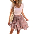 thumbnail image 3 of Minnieouse Minifalda estampada de cintura alta para mujer, faldas florales plisadas por encima de la rodilla para fiestas escolares de poliéster, Prendas para la parte inferior del cuerpo Rojo L, 3 of 6