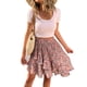 thumbnail image 1 of Qarigey Minifalda estampada de cintura alta para mujer, faldas florales plisadas por encima de la rodilla para fiestas escolares de poliéster, Prendas para la parte inferior del cuerpo Rojo M, 1 of 6