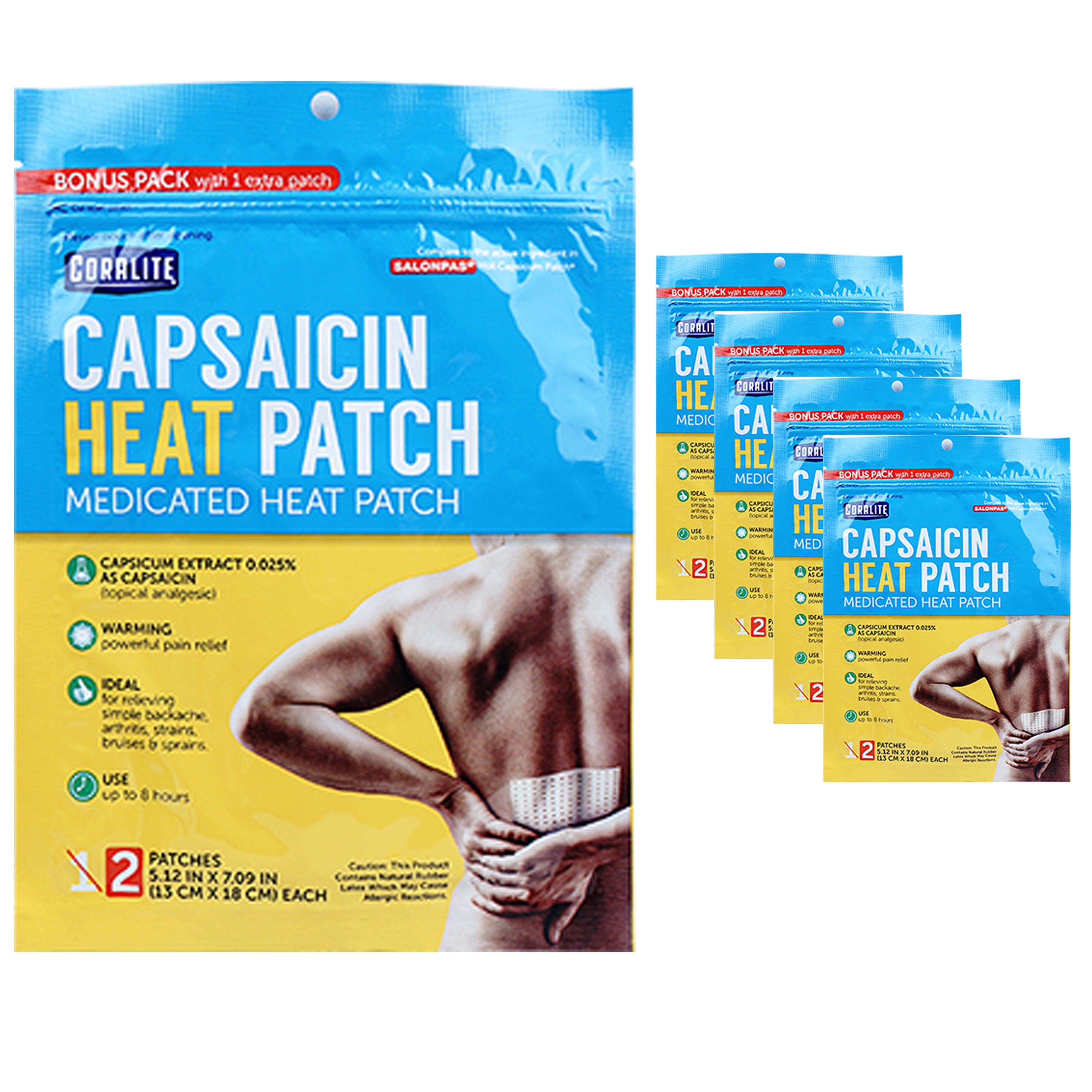 4x Capsaicin Heat Patches Topical Analgesic Medicated Back Arthritis Pain Relief