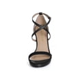 thumbnail image 2 of BLISSFUL STEP Women's Open Toe Stiletto High Heeled Lace Up Sandals Blacks 7.5, 2 of 7