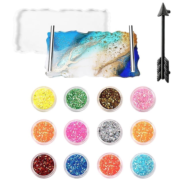 Juego De Moldes Para Bandeja De Frutas Diy Con 2 Asas De Flecha Negras, 12 Colores, Lentejuelas Brillantes Para Decoración Del Hogar, Bares De Fiesta, Clubes Yuarrent FN002508-00