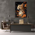 thumbnail image 5 of Mudket Floral Leopard Canvas Wall Art, Leopard with Orange Flowers Print Trendy Wall Decor Framed Ready to Hang for Living Room - 12"L x 8"W, 5 of 10
