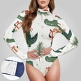 thumbnail image 3 of Christmas Alligators Santa Hats Women's Bodysuit Jumpsuit Mock Turtle Neck Long Sleeve TopsOne Piece Leotards Shirt Yoga Outfits, 3 of 8
