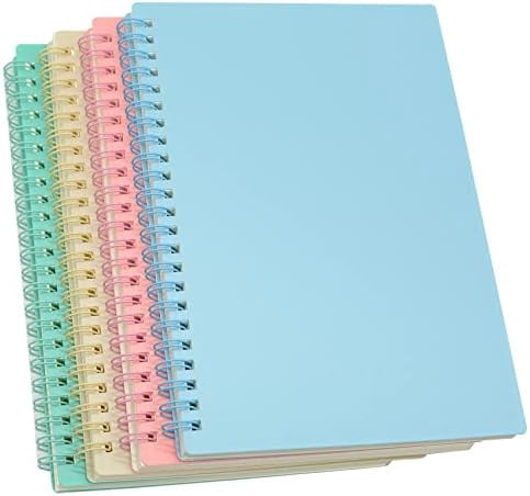 Tekola Spiral Notebook, 4 Pcs 8.3 Inch x 5.9 Inch A5 Thick Plastic Hardcover 7mm College Ruled 4 Color 80 Sheets -160 Pages Journals for Study and Notes (4)