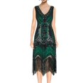 thumbnail image 3 of Vestido tipo flapper BONGZUO vintage de encaje con flecos Gatsby de los años 20 para mujer, 3 of 9