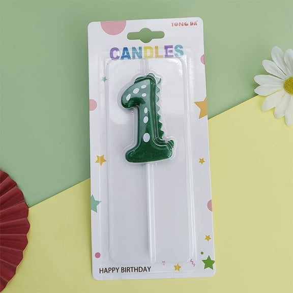 Green Dinosaur Number Birthday Candle for Kids Party, Cute Themed Cake Decorations for Children Birthday Celebrations and Festive Events
