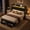 Black, variant on Einfach Queen Bed Frame with 2 Storage Drawers, RGB LED Light & Charging Station, Upholstered Wingback Storage Headboard, Linen Fabric, Beige