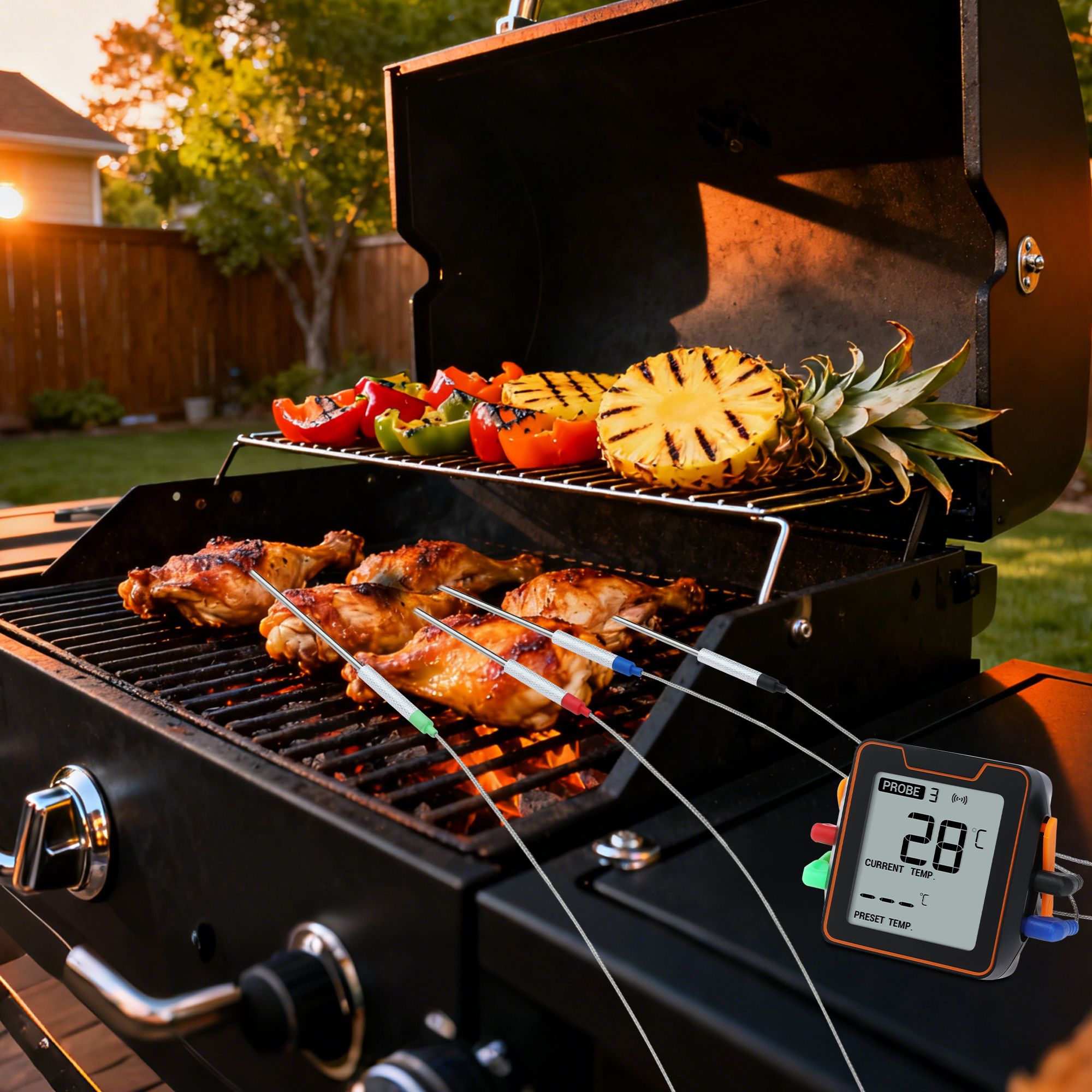 Bluetooth Wireless Meat Thermometer, Instant Read Food Thermometer, Cooking Thermometer for Home and Kitchen 4-pin