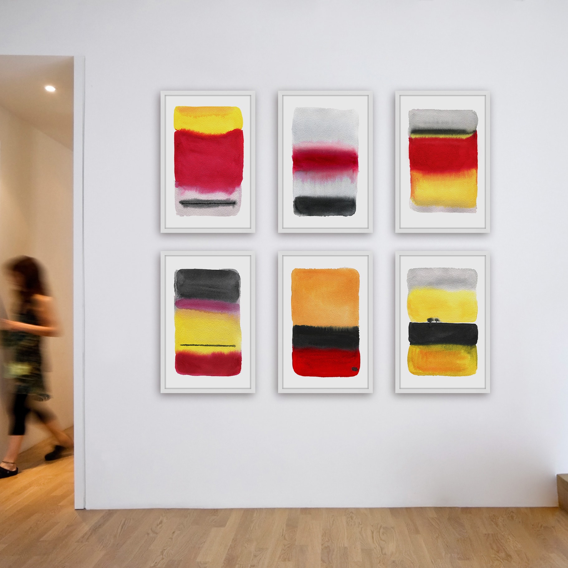 Red Splashes Hexaptych