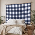thumbnail image 3 of Navy Blue Check Tapestry for Bedroom Wall Hanging Tapestry, Farmhouse Buffalo Plaid Blue Ceiling Backdrop Tapestries Poster Blanket Wall Decor for Teens Room Living Room Dorm 39" x 59", 3 of 8
