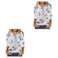 thumbnail image 2 of sweethay Blusa informal de manga corta para mujer, camisa holgada con botones estampados, para trabajo, viajes, elegante, Top de verano, ropa Type23 NO23, 2 of 6