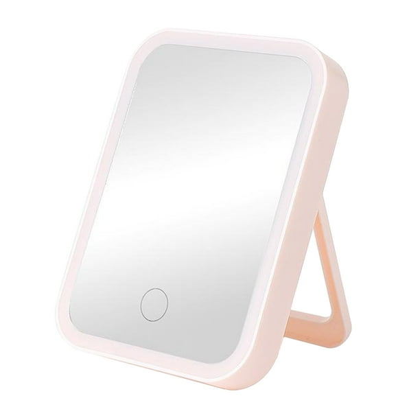 Espejo de maquillaje de viaje con luz LED, portátil, con luz, espejo USB recargable para colores claro Yuyangstore Espejo de maquillaje con pantalla táctil