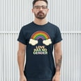 thumbnail image 3 of Tee Hunt Love Has No Gender T-Shirt Gay Pride Queer Rainbow Love is Love Men's Tee, Navy Blue, Large, 3 of 5