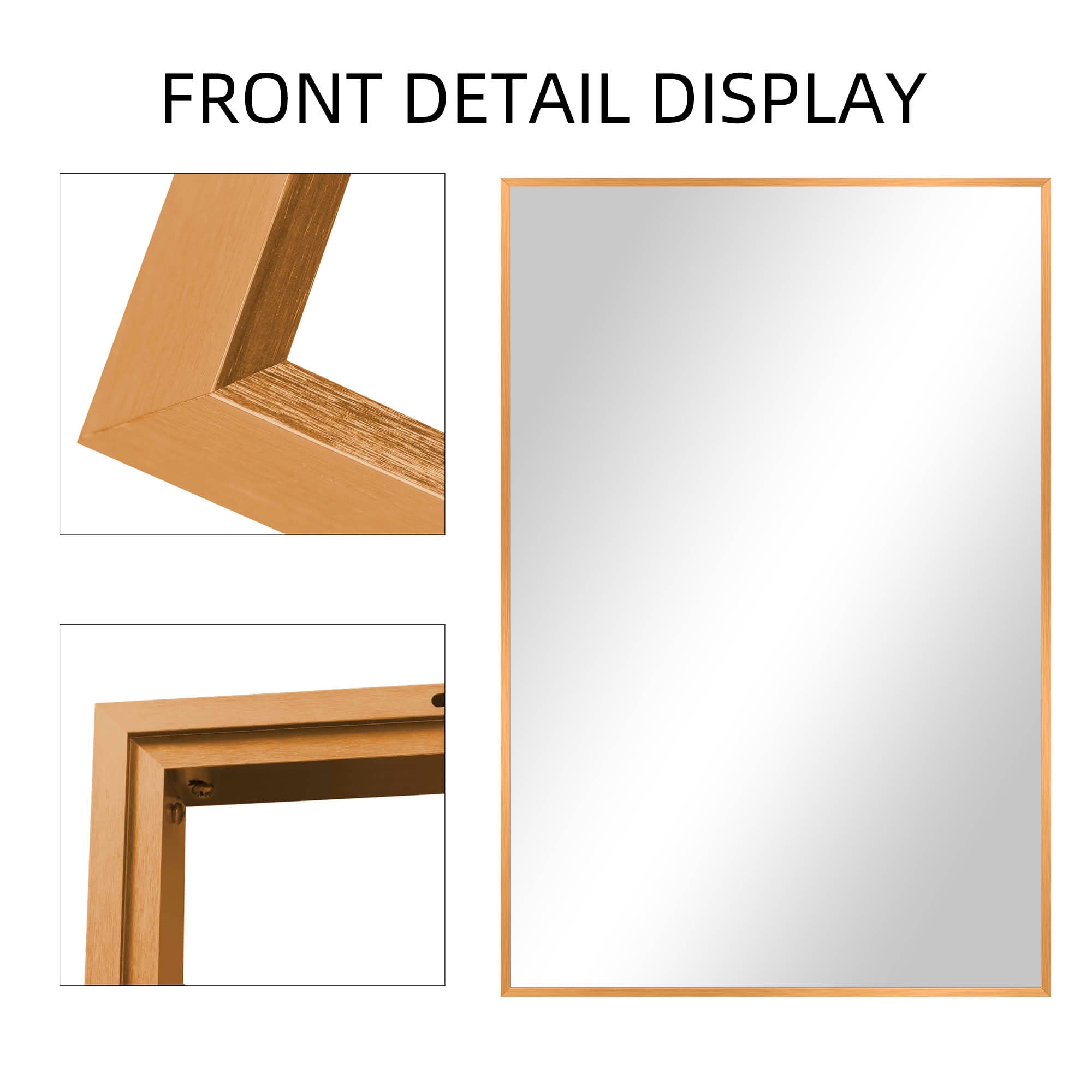 MAYEERTY 38x26x1 Inch Gold Thin Edge Aluminum Right Angle Rectangular Wall Mounted Mirror, Double Sided for Bathroom