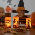 thumbnail image 2 of 3Pcs Halloween Flameless Candles Battery Powered LED Candles Lamp with Timer Setting Paraffin Halloween Pillar Candles with Witch Bat Castle Pattern, 2 of 9