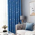 thumbnail image 4 of Moon Curtains Star Curtains Navy Star Blackout Curtains for Kid's Bedroom - Grommet Thermal Insulated Room Darkening Printed Curtains for Living Room Blue 100*130cm, 4 of 9