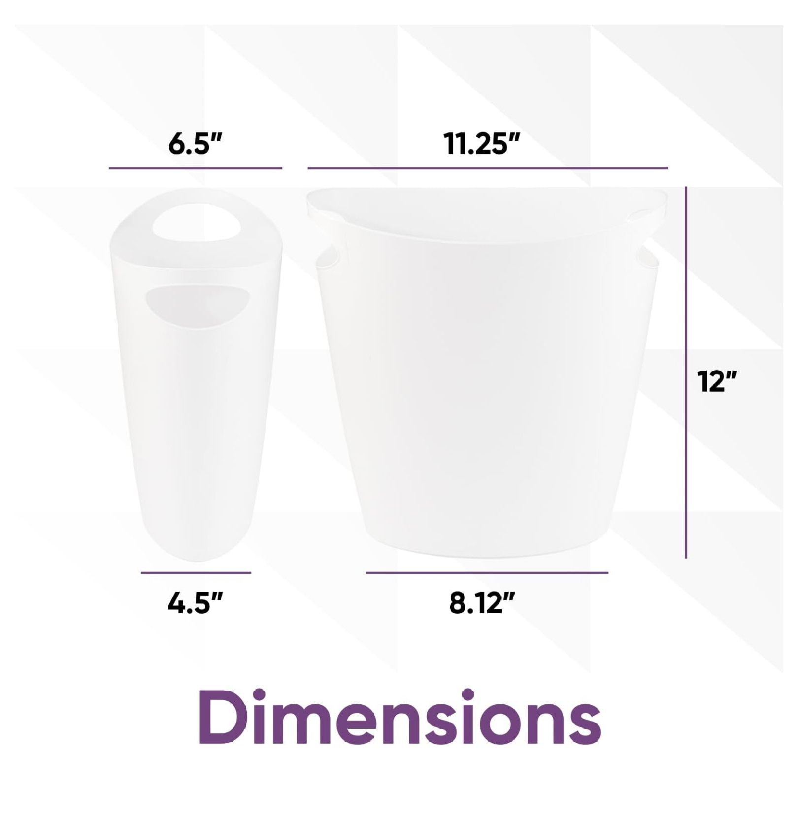 Slim Bathroom Trash Can 2 Gallon Plastic Small Compact Waste Basket for Bedroom, Dorm, Under Office Desk, Narrow Portable RV Dustbin, 6 White 6 Pack