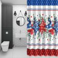 thumbnail image 4 of Independence Day Star Shower Curtain for Bathroom Decor, Farm Red Blue White Star Eucalyptus Leaves Waterproof Fabric Shower Curtain, 66"x72" Set with 12 Hooks, 4 of 9