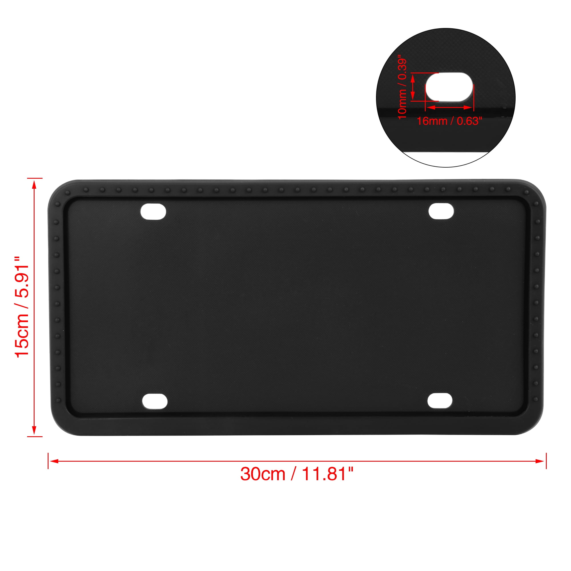 Unique Bargains 2 Pcs Black Silicone Vehicle Car License Plate Frame Water Shockproof 30x15x0.5cm
