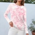 thumbnail image 5 of WTOBBY Stylish Women's Casual Slit Hem Floral Print T-Shirt, Round Neck Long Sleeve Top with Comfortable Fit for Ladies Fashion and Daily Activities,Pink 2XL, 5 of 5