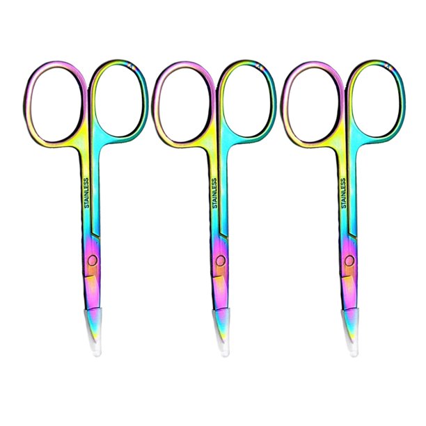 FELTECHELECTR Tijeras para cejas de titanio de acero inoxidable, tijeras de maquillaje, recortador de cejas, herramientas de belleza para hombres y mujeres.