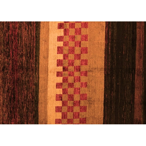 Ahgly Company Indoor Rectangle Abstract Orange Modern Area Rugs, 2' x 4'