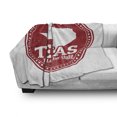 thumbnail image 3 of Texas Star Soft Flannel Fleece Blanket, Vintage Stamp Pattern Map and the Lone Star State Written in Circular Frame, Cozy Plush for Indoor and Outdoor Use, 60" x 80", Ruby and White, by Ambesonne, 3 of 6